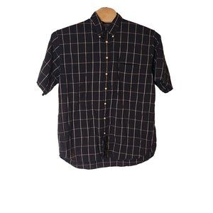Duck Head Short Sleeve Button Down Shirt Black Tan‎ Casual Dress Size XLT